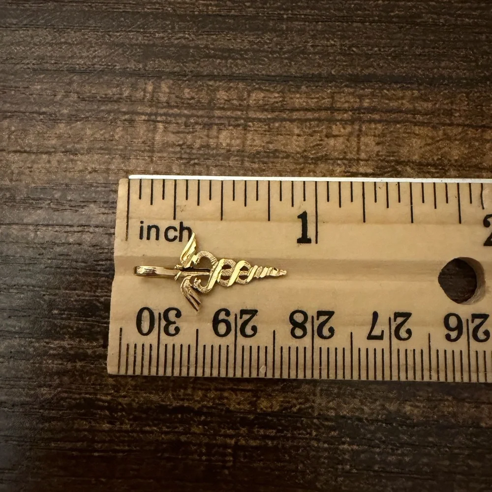 14kt solid yellow Gold Caduceus Staff of Hermes Pendant Charm Greek Mythology - Picture 5 of 5